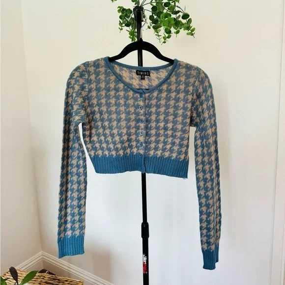 Preppy style, Y2K timing cropped cardigan - Picture 3 of 7